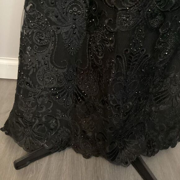 Mon Cheri Black Sparkle Evening Gown Prom Dress Mermaid Skirt with Train Size 4 - Picture 9 of 16